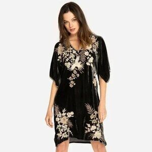 Johnny Was Othilia Velvet V-neck Embroidered Kimono Dress - Size Small - NWT